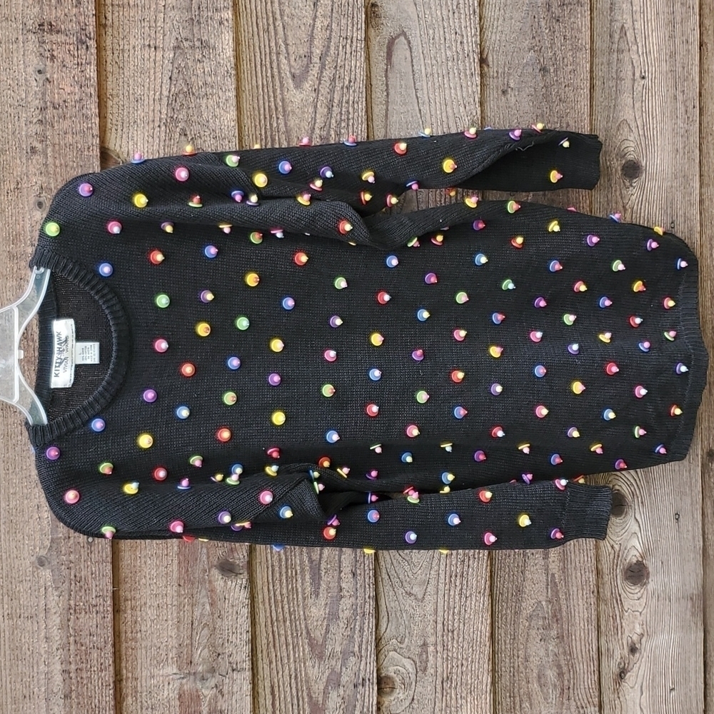 Vintage Kitty Hawk Sweater Dress with beaded front and back Large